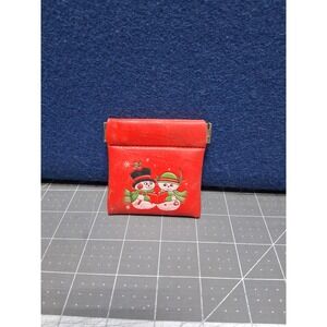 Unbranded Coin Purse Red Vintage Snowman Christmas Squeeze Frame Vinyl pouch